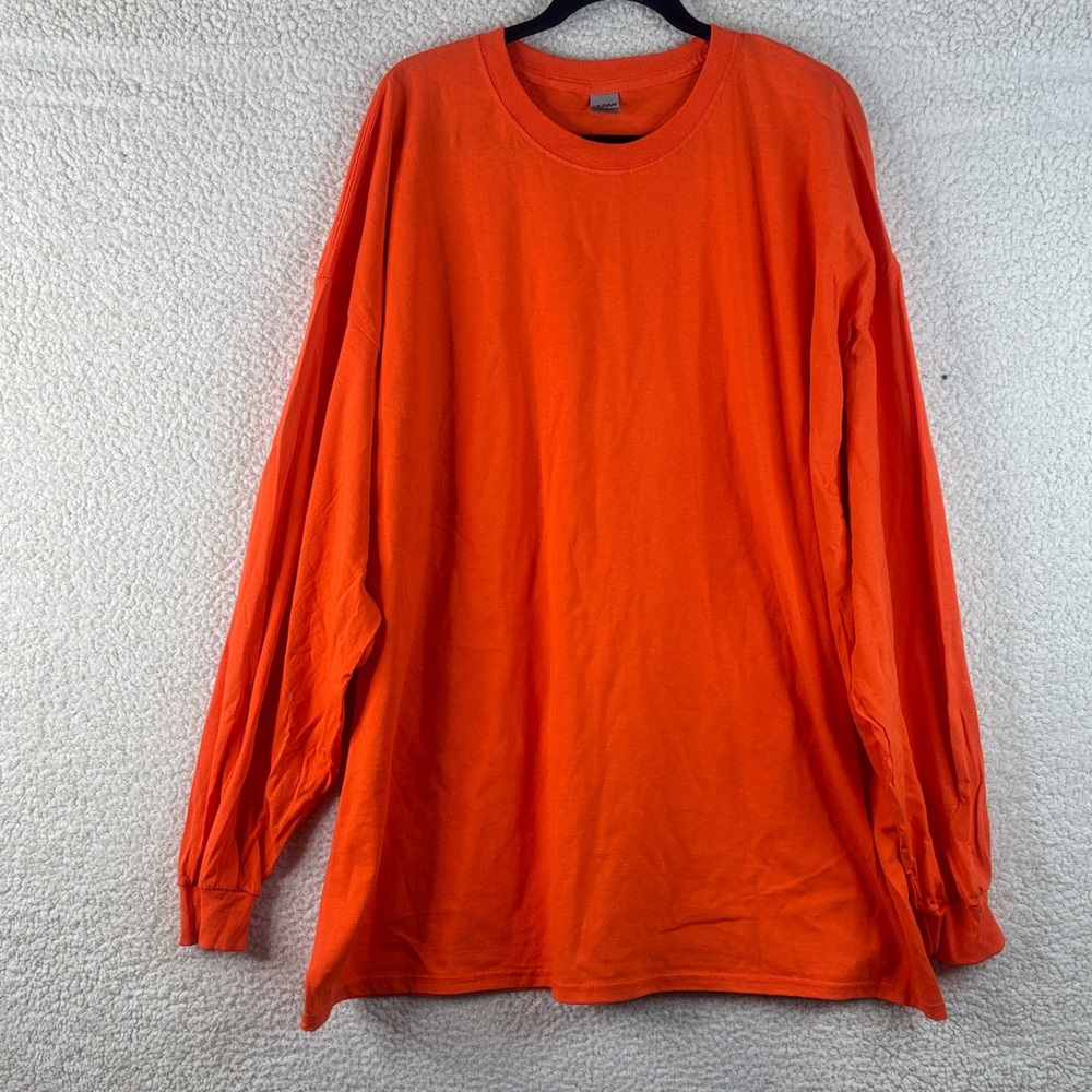 NWOT Gildan Ultra Cotton Womens Orange Crewneck Long Sleeve Tee Size 2XL